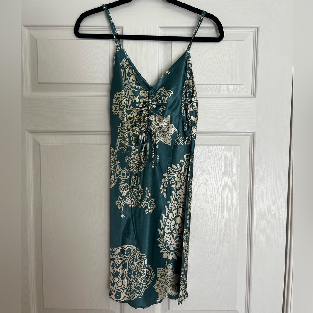 Zara Teal and Cream Mini Dress